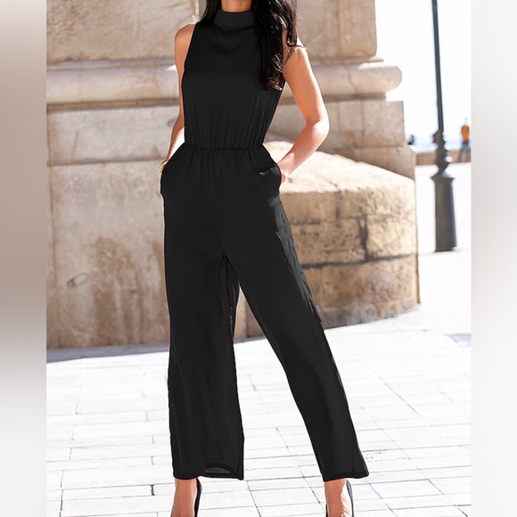 Lascana Satin High Neck Jumpsuit NWT - Picture 5 of 10